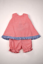 Load image into Gallery viewer, Red Gingham w/Navy Ruffle Popover Set
