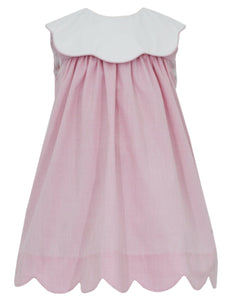 Pink Dress with Scalloped Portrait Collar