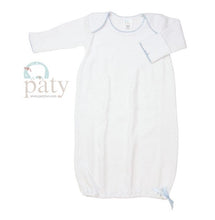 Load image into Gallery viewer, Paty L/S Knit Baby Lap Shoulder Gown  - White with Blue Trim
