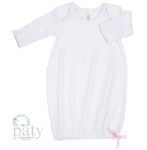 Load image into Gallery viewer, Paty L/S Knit Baby Lap Shoulder Gown  - White with Pink Trim
