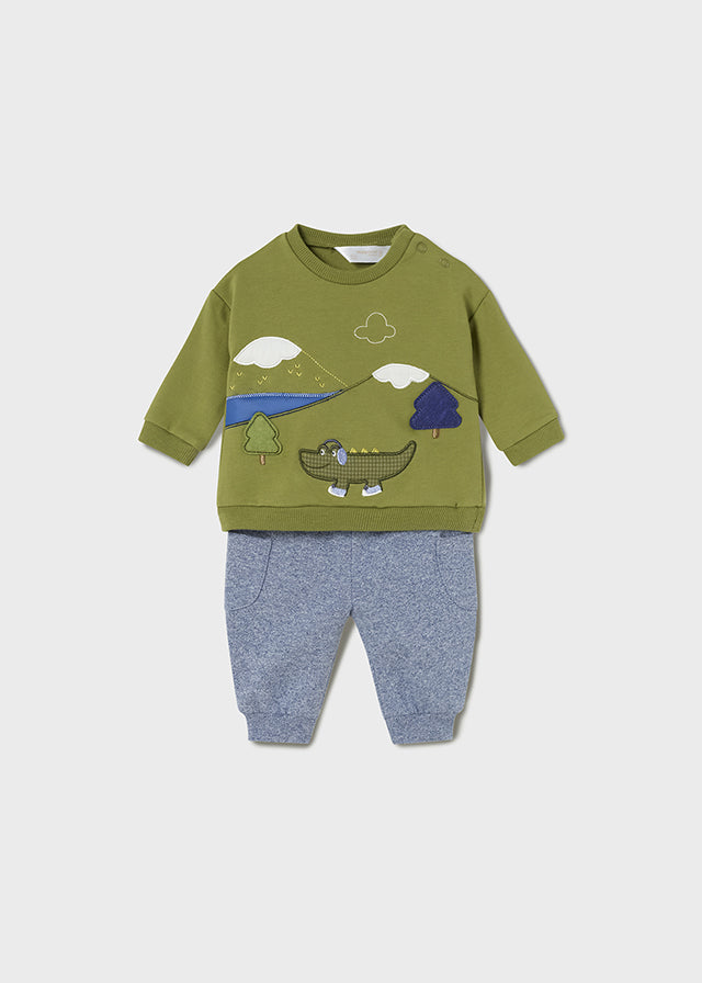 Knit Track Pant Set - Alligator Applique