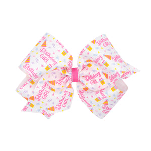 "Birthday Girl"  Printed Grosgrain Hair Bow