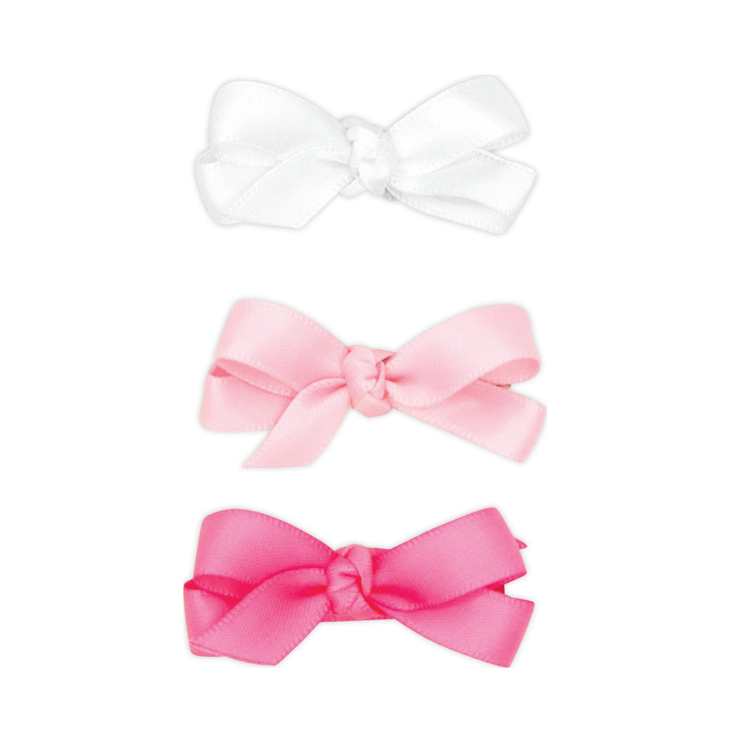 Three Baby Satin Bows in a Multipack - assorted