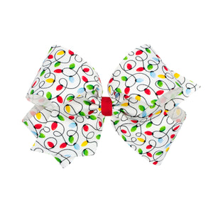 Traditional Red & Green Christmas Print Bow - Med