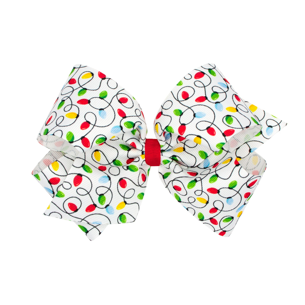 Traditional Red & Green Christmas Print Bow - Med