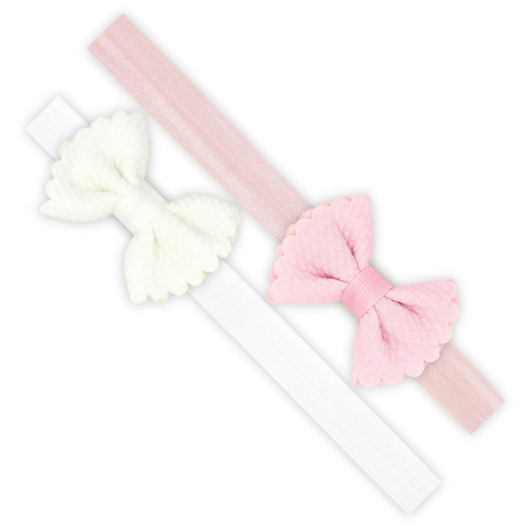 2 Pack Tiny Textured Bowties on Baby Headband