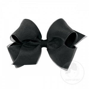 Organza Overlay Bow Medium - Black