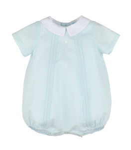 Light Blue Boy Bubble with Pintucks & White Collar