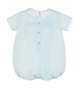 Light Blue Boy Bubble with Pintucks & White Collar