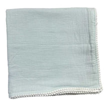 Load image into Gallery viewer, Cotton Muslim Swaddle Blanket w/ Pom-Pom Trim
