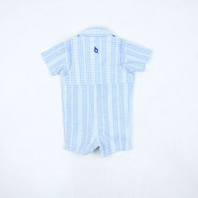 Load image into Gallery viewer, Guayabera Blue Plaid Romper
