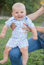 Load image into Gallery viewer, Guayabera Blue Plaid Romper
