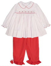 Load image into Gallery viewer, Red &amp; White  Smocked Pant Set
