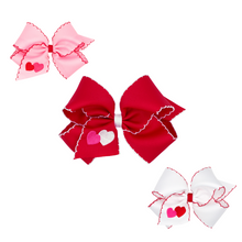 Load image into Gallery viewer, Valentine&#39;s Heart Moonstitch Edge Bows - Medium
