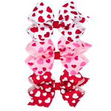 Load image into Gallery viewer, Valentine&#39;s Heart Print Bows - Medium
