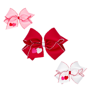 Valentine's Heart Moonstitch Edge Bows - Medium