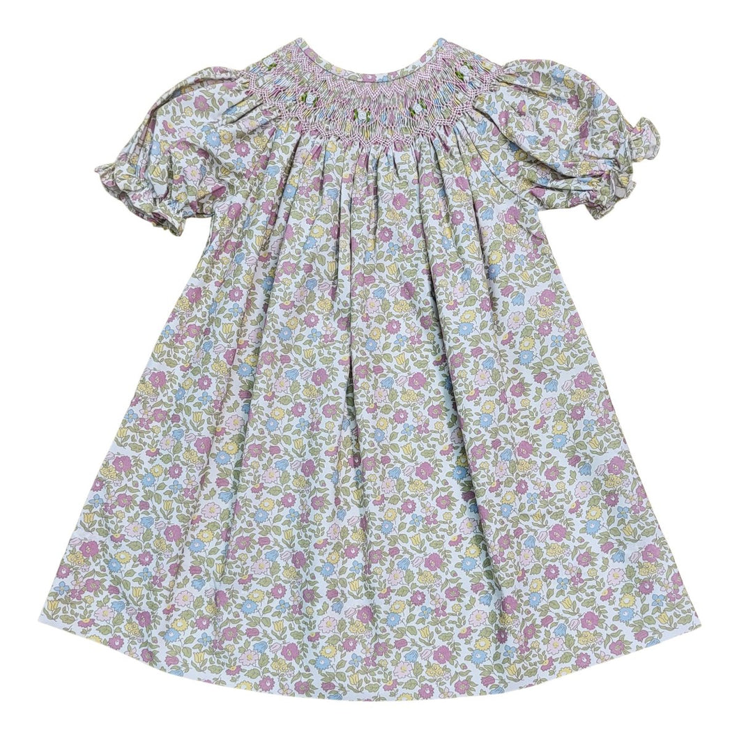 Claire Pink/Purple Flower Smocked Dress