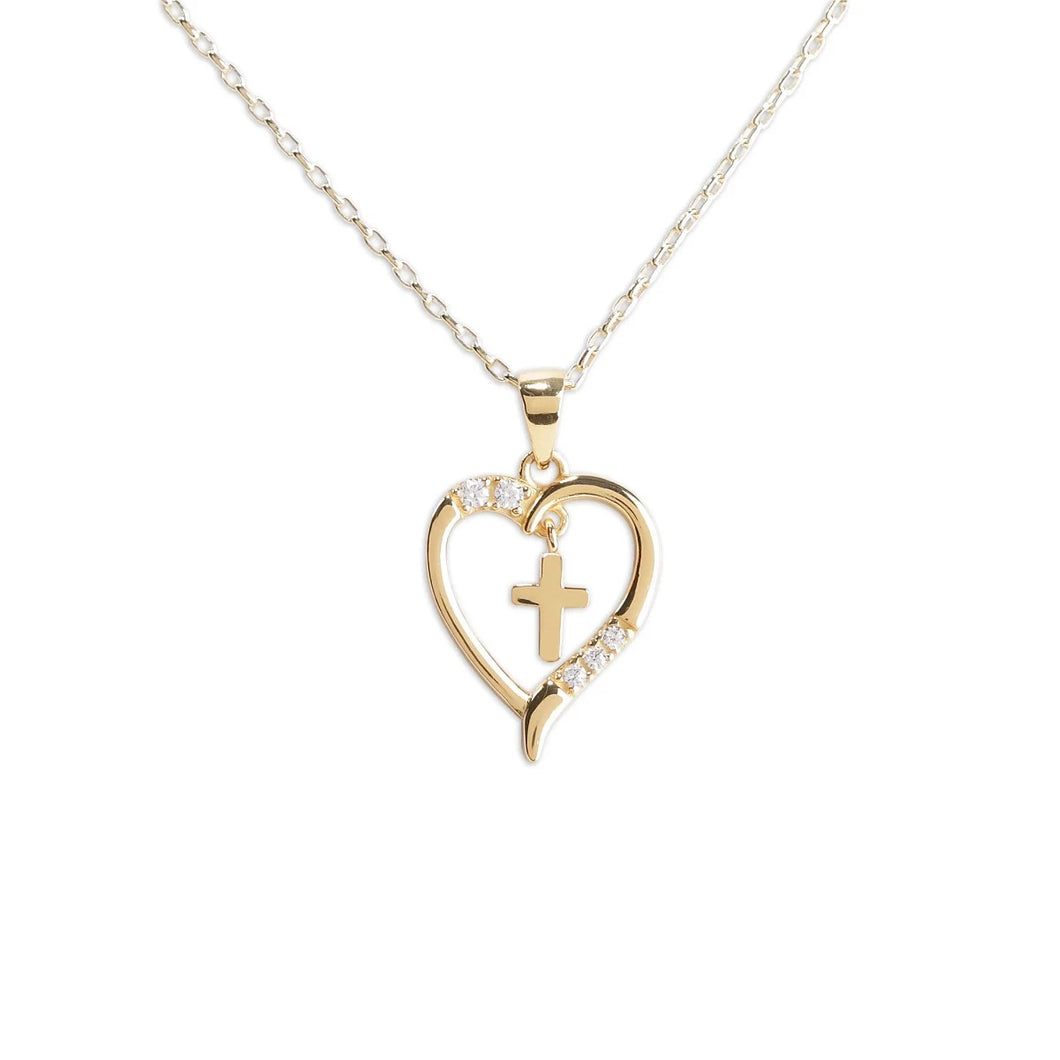 Heart Cross Gold Necklace