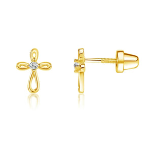 Gold Plated Cross Earrings