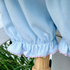 Light Blue Smocked Knit Bloomer Set w/Ruffled Collar