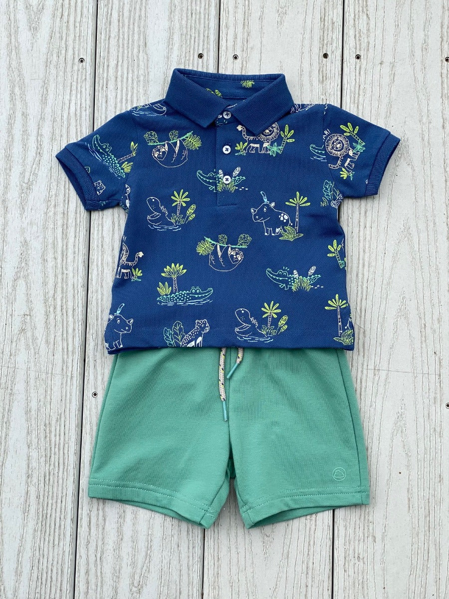 Blue Jungle Polo & Shorts Set