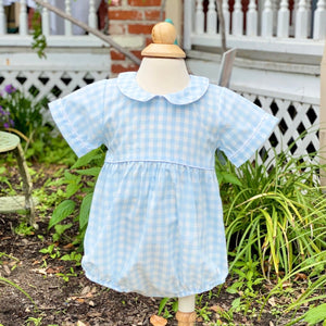 Light Blue & White Gingham Boy Bubble