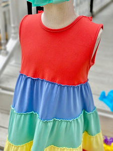 Bright Rainbow Twirl Dress