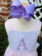 Load image into Gallery viewer, Pink &amp; Lavender Tiered Seersucker Dress
