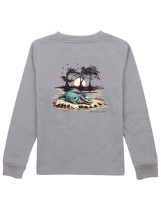 Bayou Gator LS Grey T-Shirt