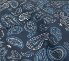 Load image into Gallery viewer, Navy Paisley Pearl Snap LS Shirt
