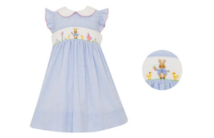 Smocked Peter Rabbit Dress on Light Blue Gingham