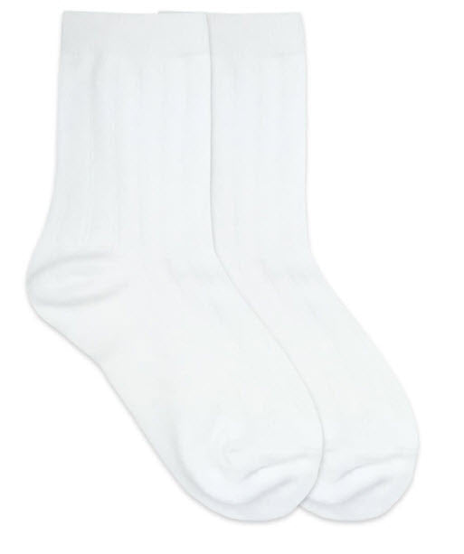 White School Uniform Rib Crew Socks