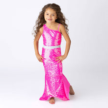 Load image into Gallery viewer, Bright Pink Sequined One-Shoulder Swimsuit
