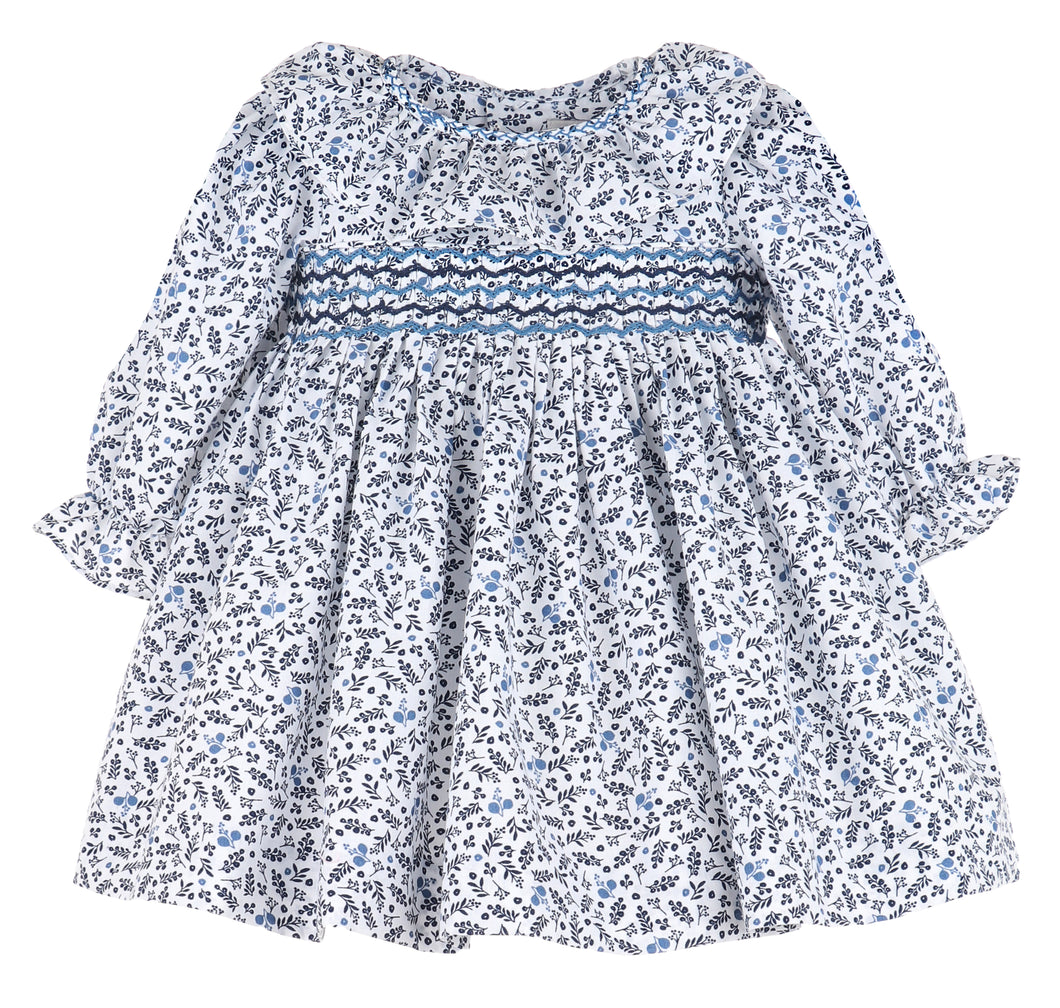 Girl's Navy & White Floral Rosehip  Dress