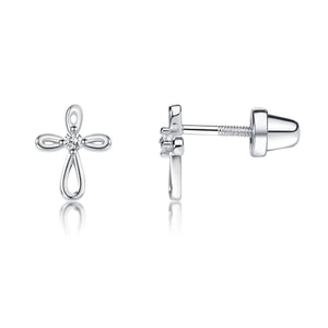 Cross Infinity Sterling Silver Earrings