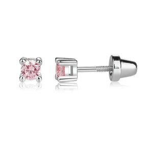 Pink CZ Stud Earrings