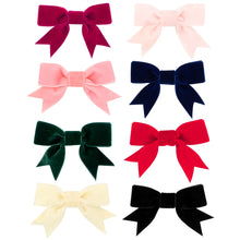 Load image into Gallery viewer, Mini Velvet Bow w/ Fancy Cut Tail
