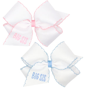 Big Sister Embroidered Bow in Light Pink or Blue