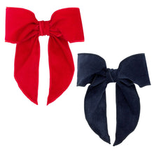 Load image into Gallery viewer, Medium Corduroy Fabric Bow in Red or Navy
