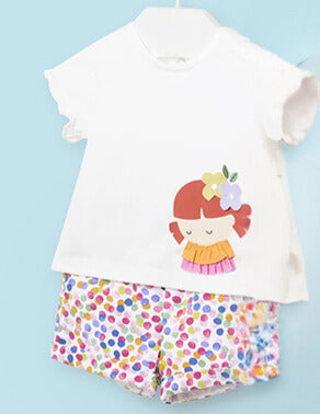 Applique Top & Polka Dot Shorts Set