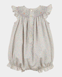 Lilac Floral Print Smocked Bubble