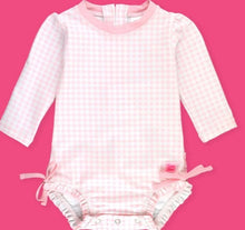 Load image into Gallery viewer, Pink Gingham L/S Rash Guard Swimsuit
