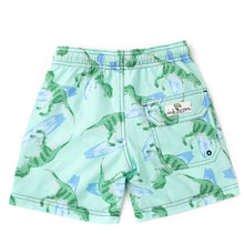 Load image into Gallery viewer, &quot;Surfin&#39; Dinos&quot; Print Swim Trunks
