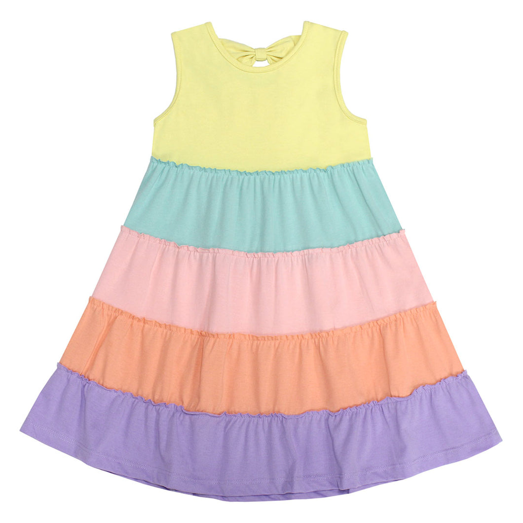 Pastel Rainbow Tiered Twirl Dress