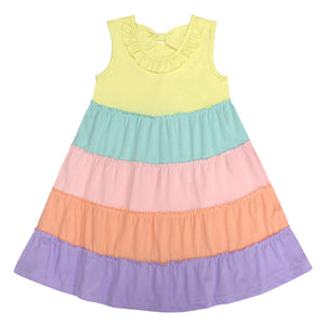 Pastel Rainbow Tiered Twirl Dress