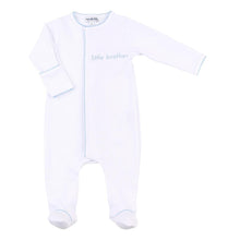 Load image into Gallery viewer, &quot;Little Brother&quot; White &amp; Blue Embroidered Footie
