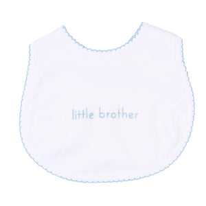 "Little Brother" White & Blue Embroidered Footie