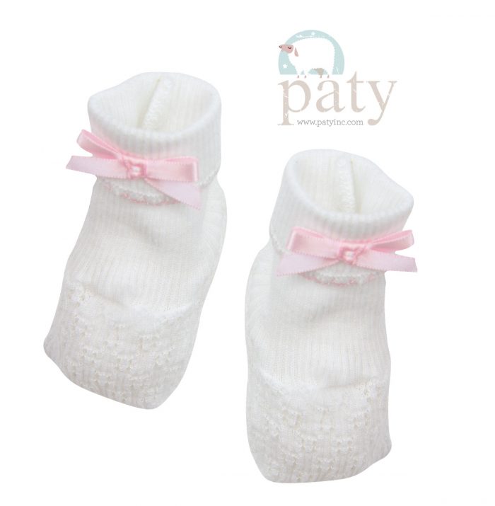 Paty, Inc. Booties -  White w/ Pink Bow